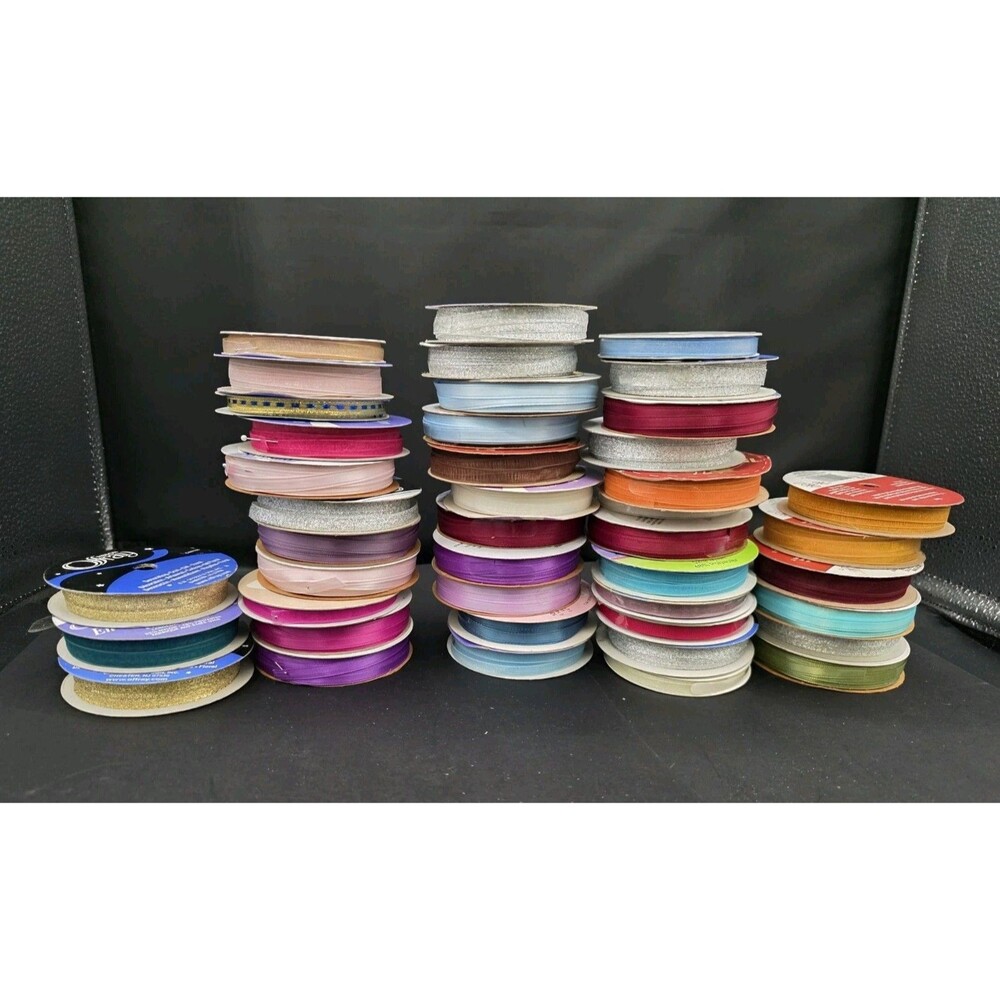 Offray Etc. Ribbon Spools 29 New 14 Partial Assorted Colors & Brands 1/4" Wide